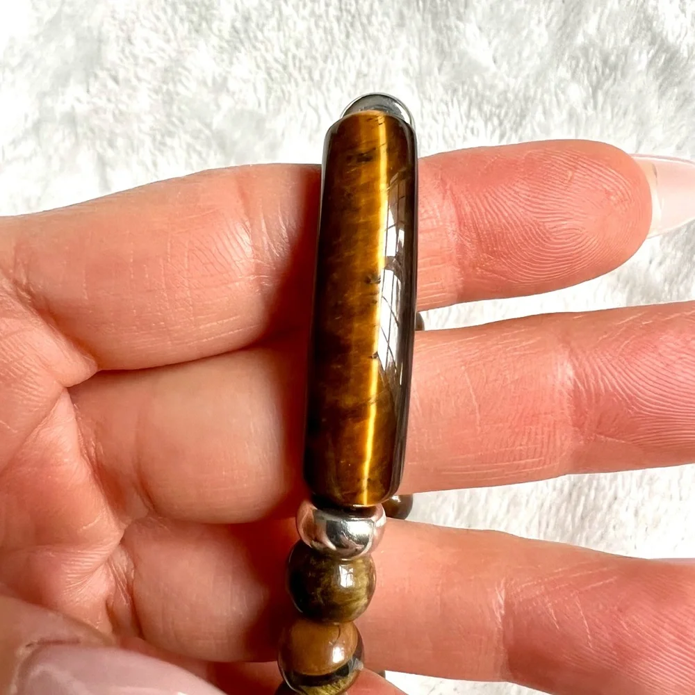 3 Bracelet Stack! Solar Chakra Tigers Eye Mala Style Set - Picture 4 of 16